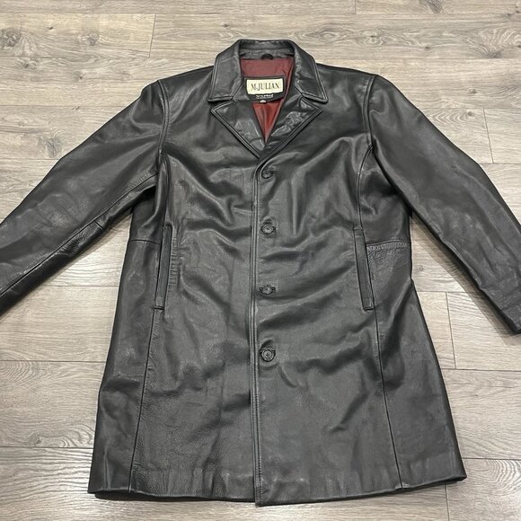 Wilsons M. Julian Leather Jacket Size XL Men Black Long Distressed - Picture 1 of 4